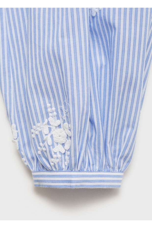 Çiçek işlemeli çizgili gömlek - 6