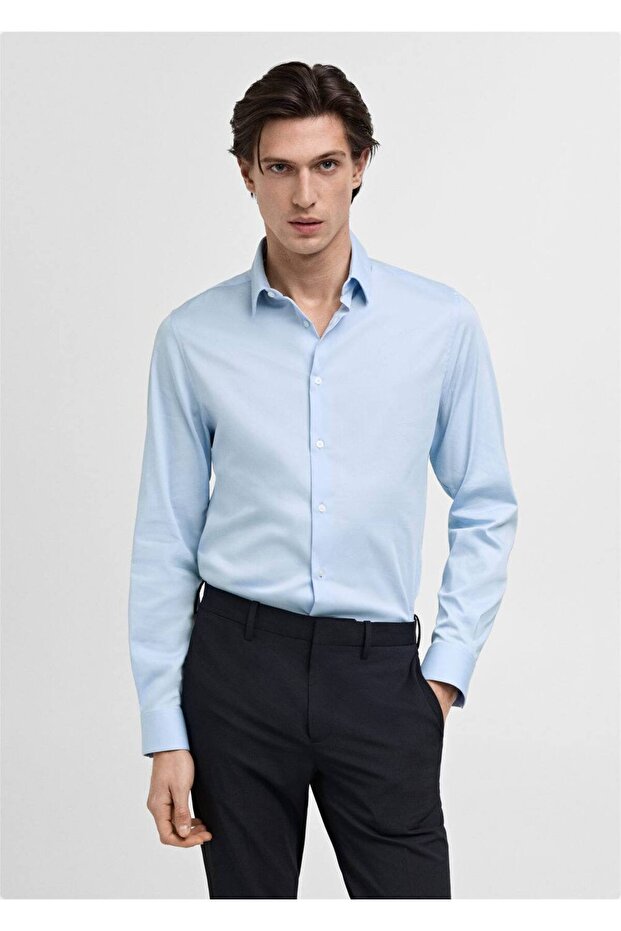 Slim fit pamuklu gömlek - 1