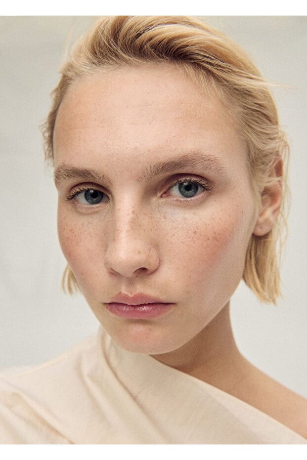 Asimetrik yakalı pamuklu bluz - 7