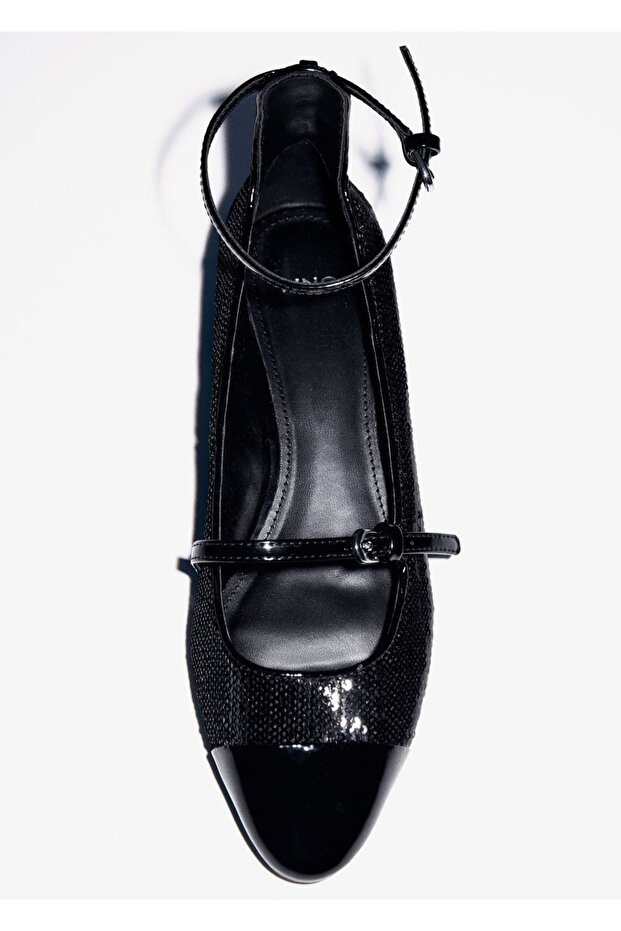 Payetli blok topuklu ayakkabı - 4