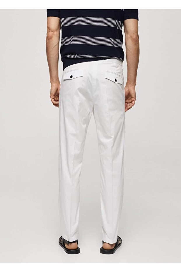 Regular kesim kalıplı pamuklu pantolon - 4