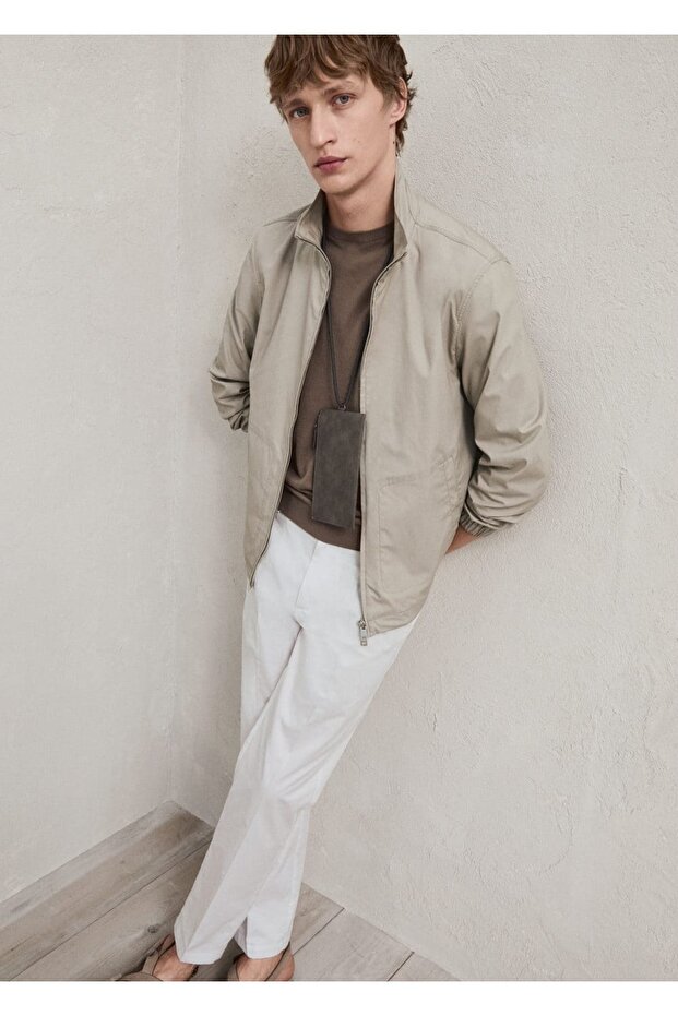 Regular kesim kalıplı pamuklu pantolon - 7