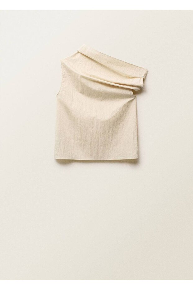 Asimetrik yakalı pamuklu bluz - 3