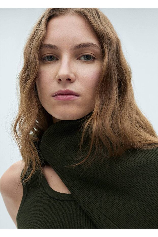 Kontrast süslemeli ribana bluz - 5