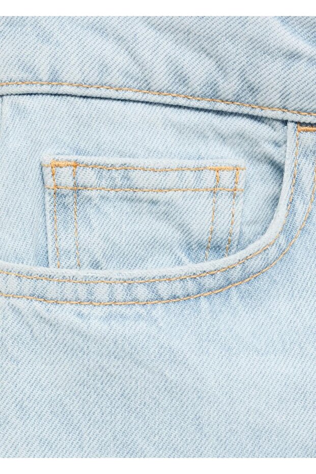 Yüksek Bel Mom-fit Denim Şort - 8