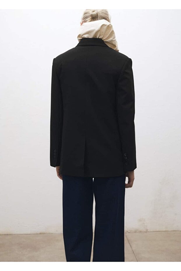Yün karışımlı kumaş blazer ceket - 4