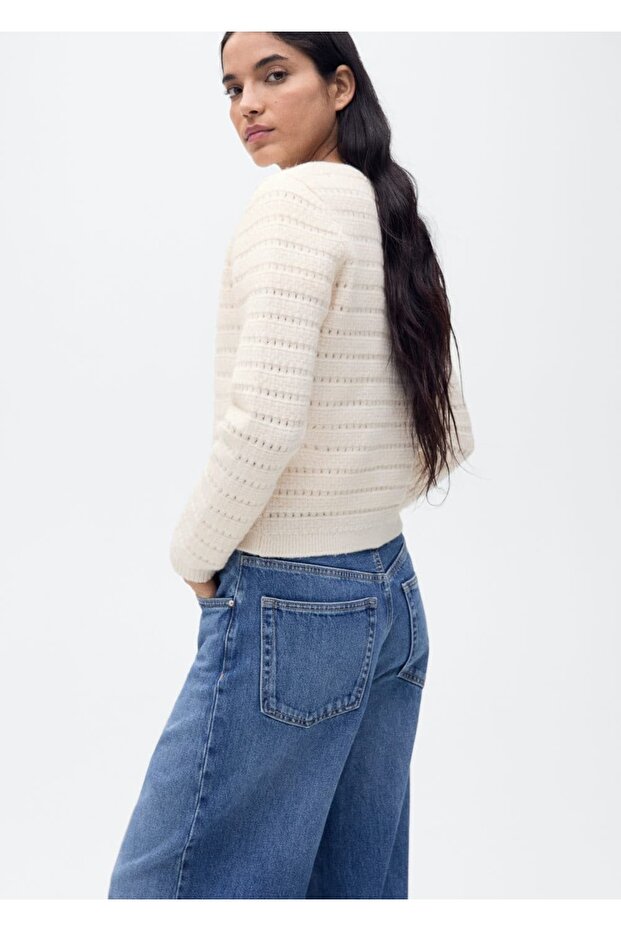 Ajur detaylı triko ceket - 4