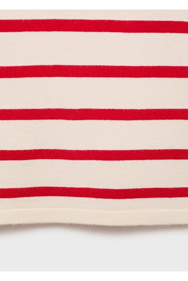 Çizgili triko crop bluz - 7