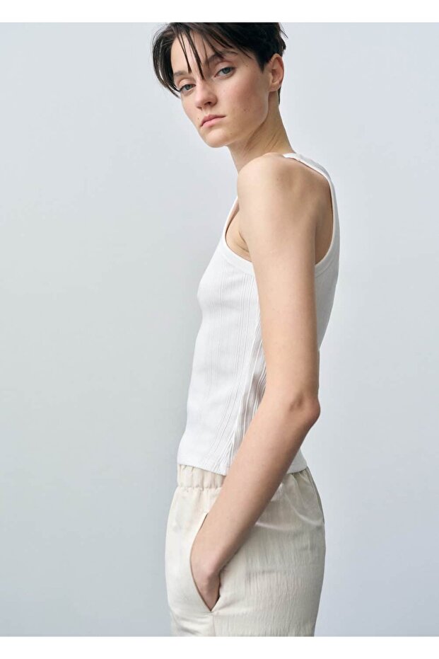 Pamuklu halter yaka bluz - 6
