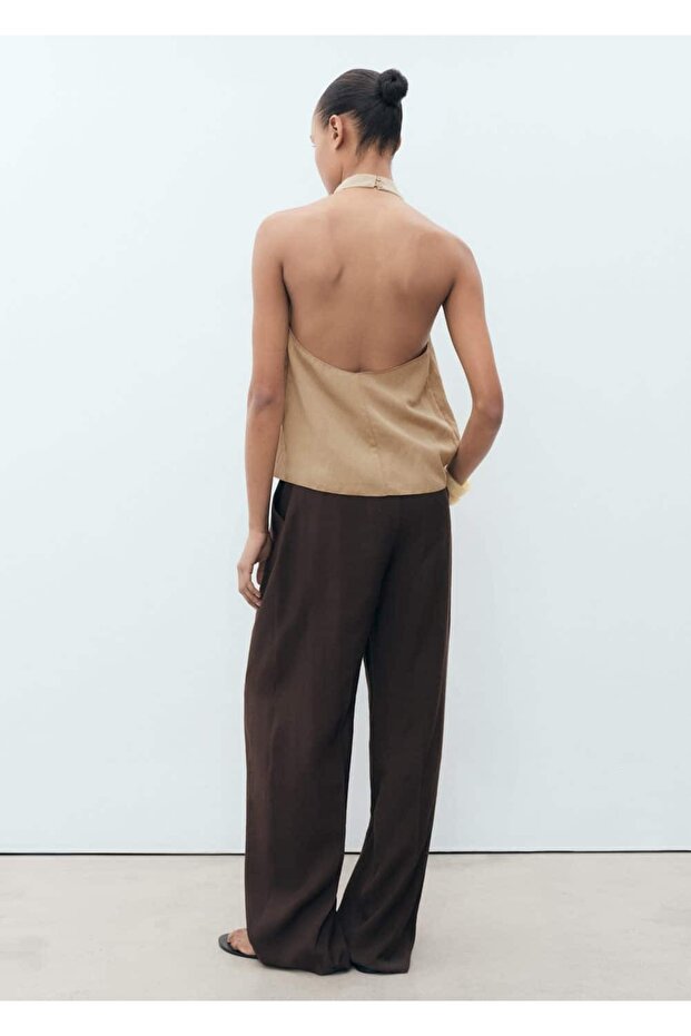 Drape yakalı lyocell bluz - 4