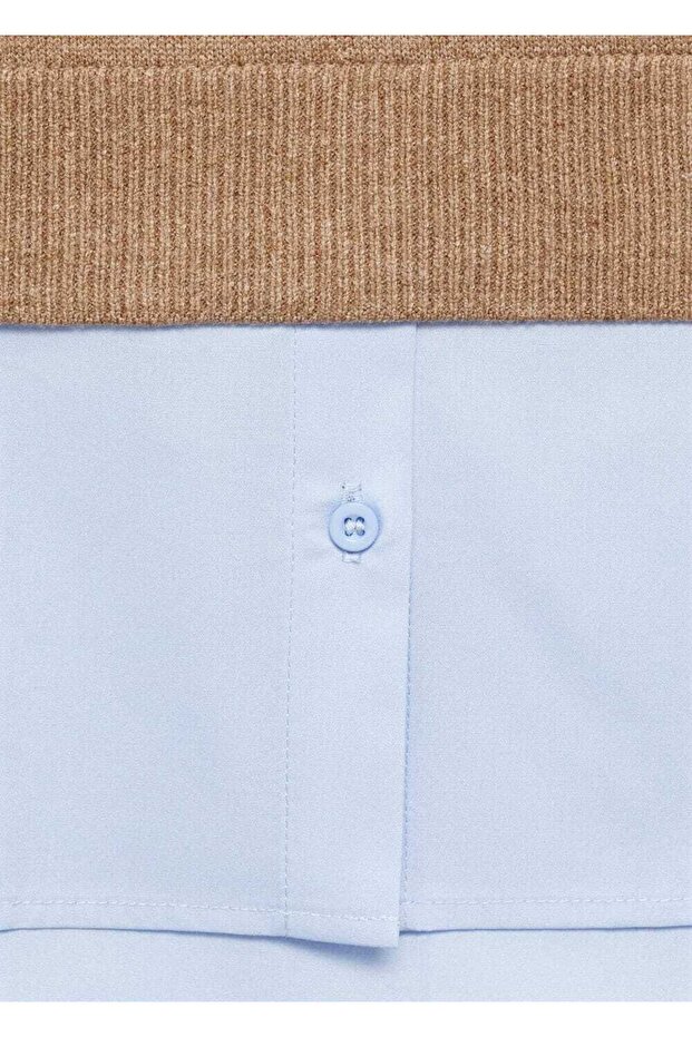 Kombine örgü desenli kazak - 5