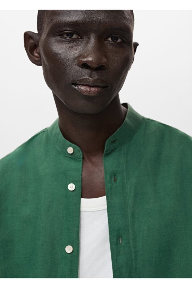 Hakim yaka keten gömlek - 6