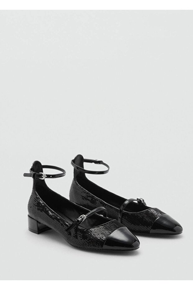 Payetli blok topuklu ayakkabı - 1