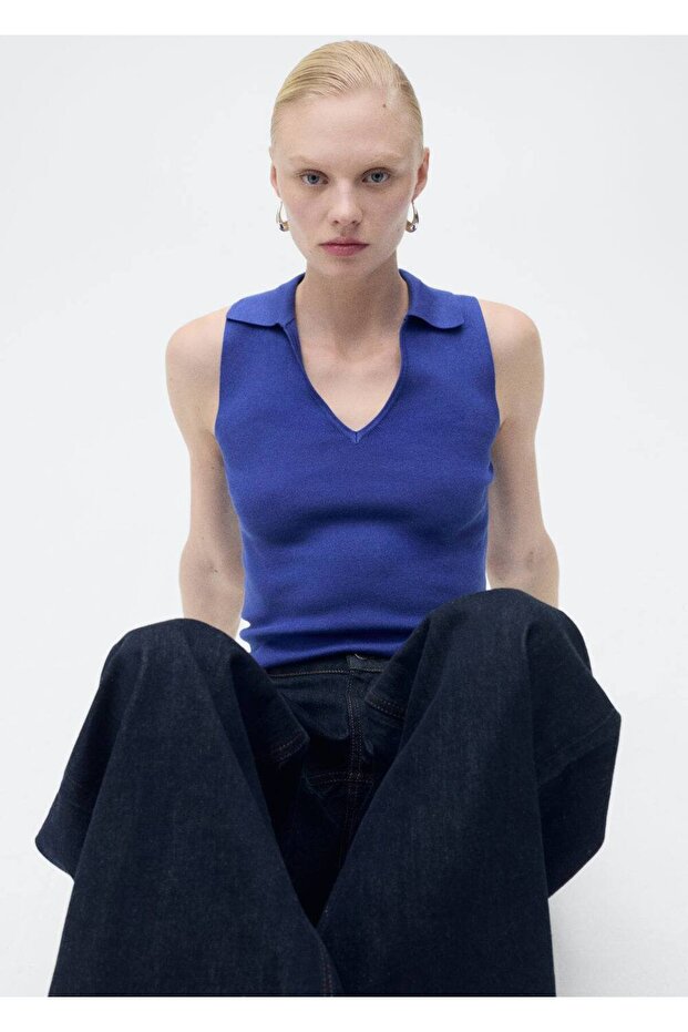 Polo yaka triko bluz - 1