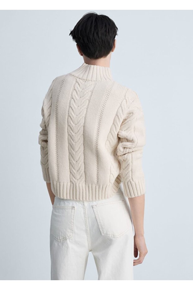 Perkins yaka örgü desenli kazak - 4