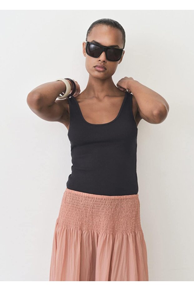 Geniş askılı pamuklu bluz - 1