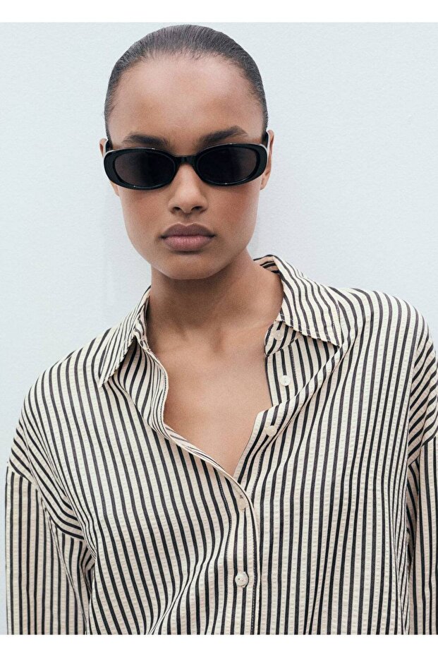 Çizgili dokuma gömlek - 8