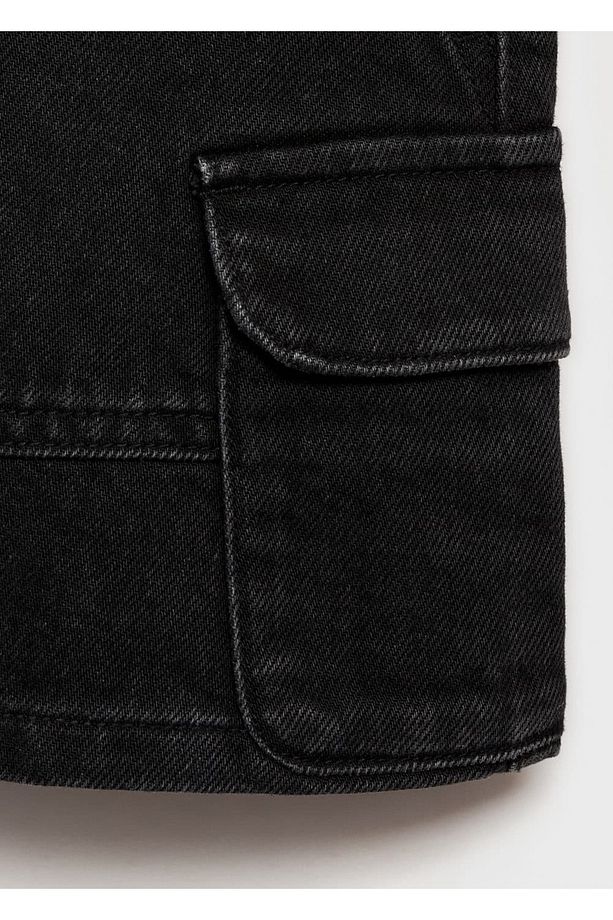 Denim mini etek - 5