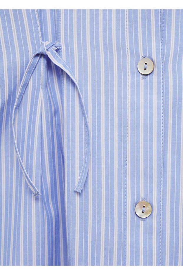 Çizgili gömlek elbise - 4