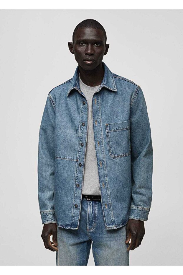Cepli denim gömlek ceket - 1