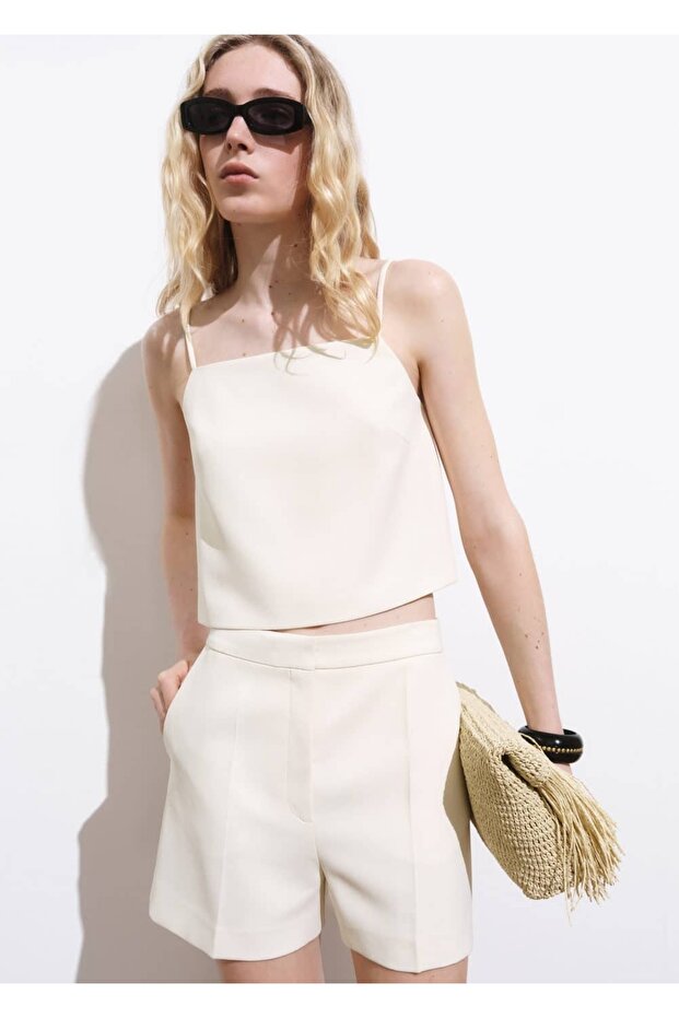 Düğmeli kısa bluz - 1