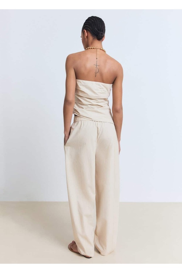 Asimetrik straplez bluz - 4