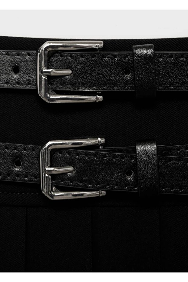 Fusta plisată cu curea dublă - 5