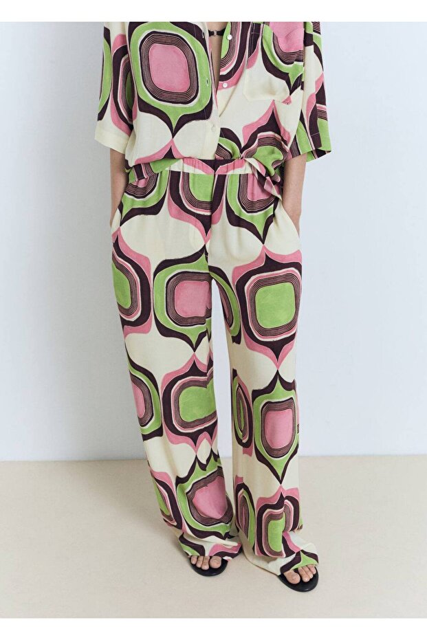 Geometrik desenli pantolon - 6