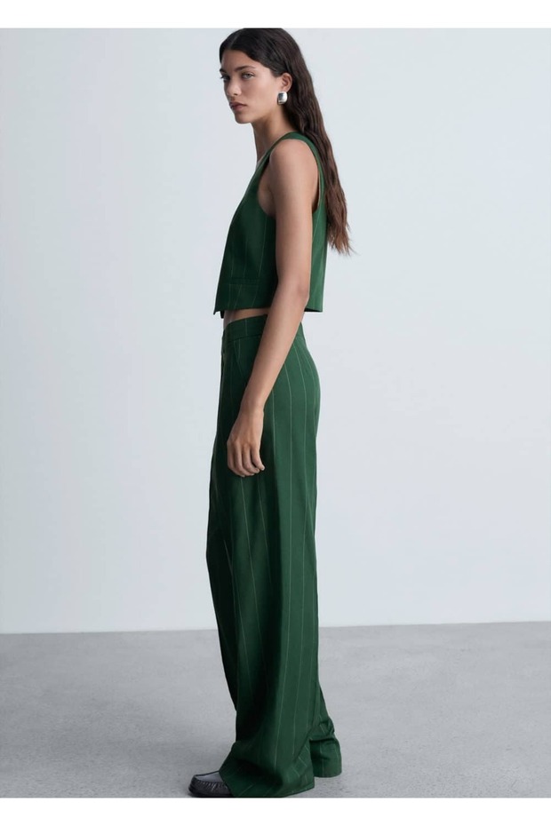 İnce çizgili kumaş pantolon - 8