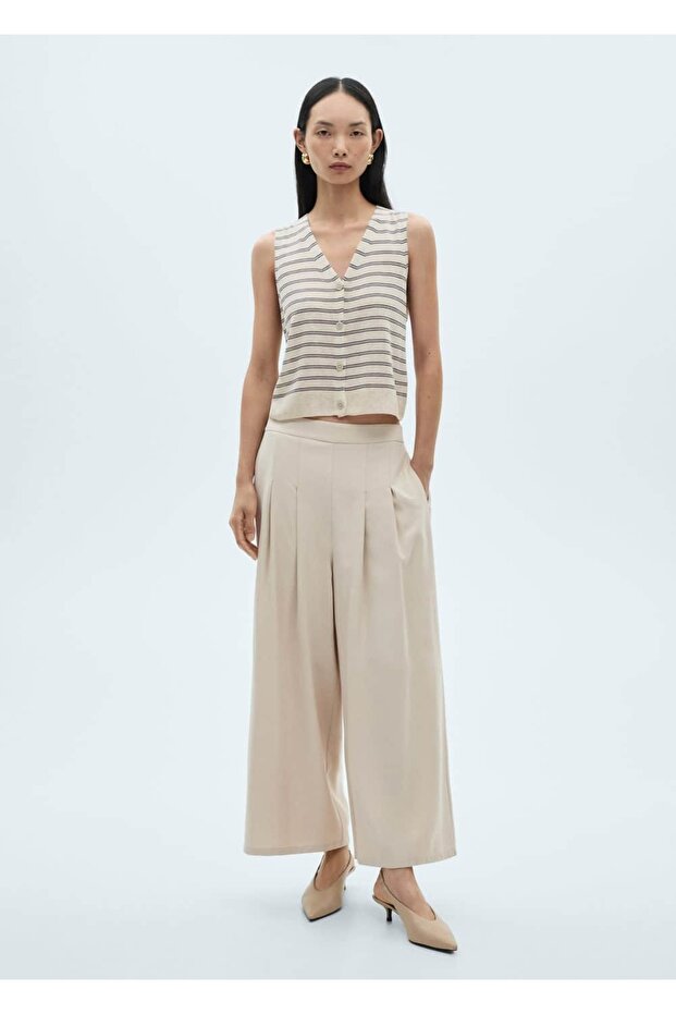 Wideleg Pileli Pantolon - 2