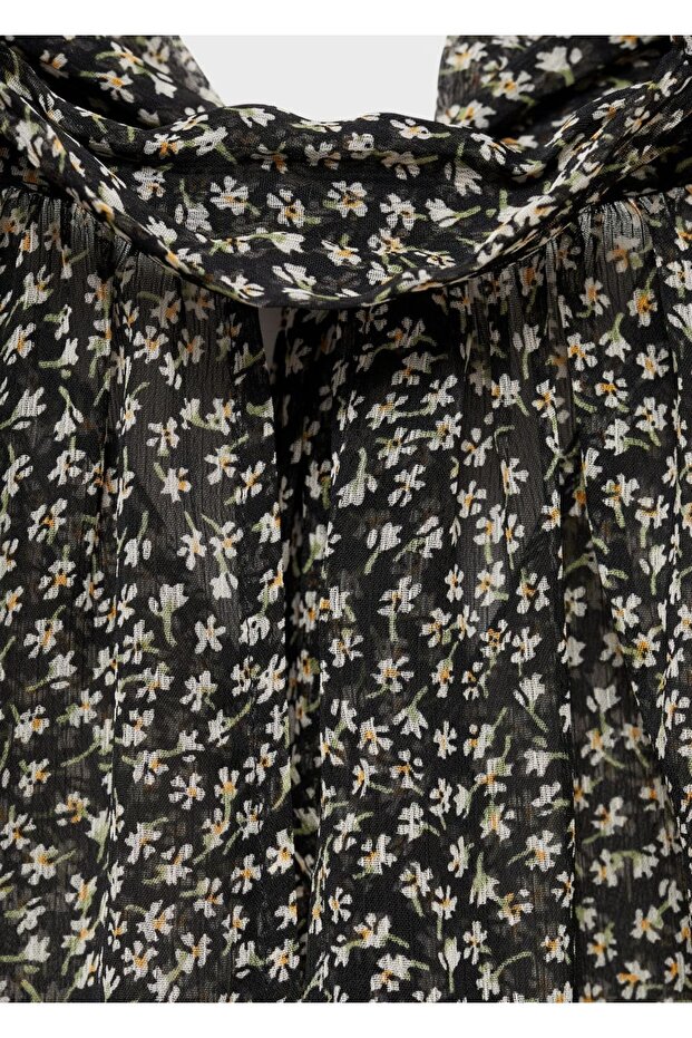 Çiçek desenli volanlı bluz - 5