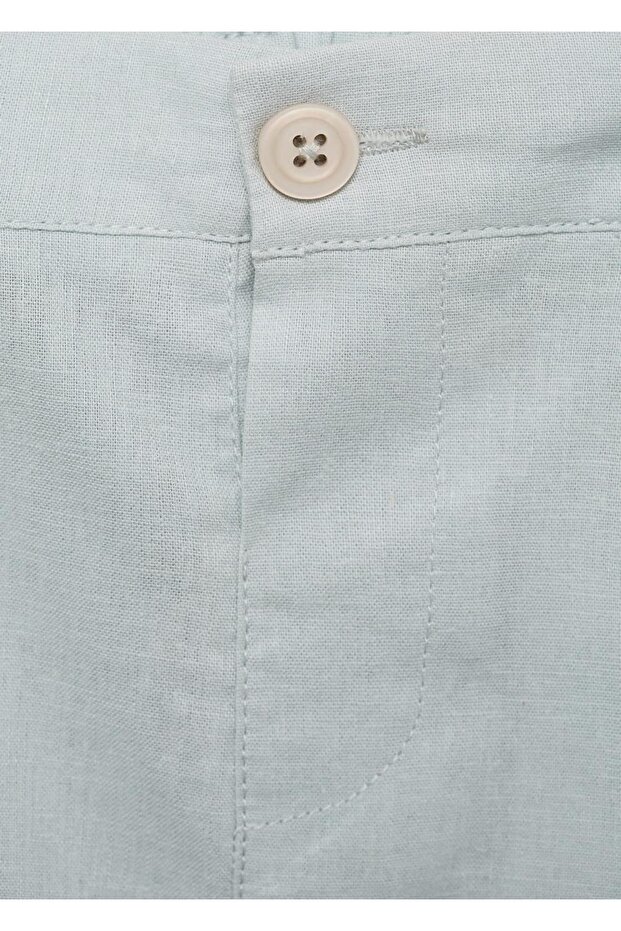 Keten karışımlı bermuda şort - 4