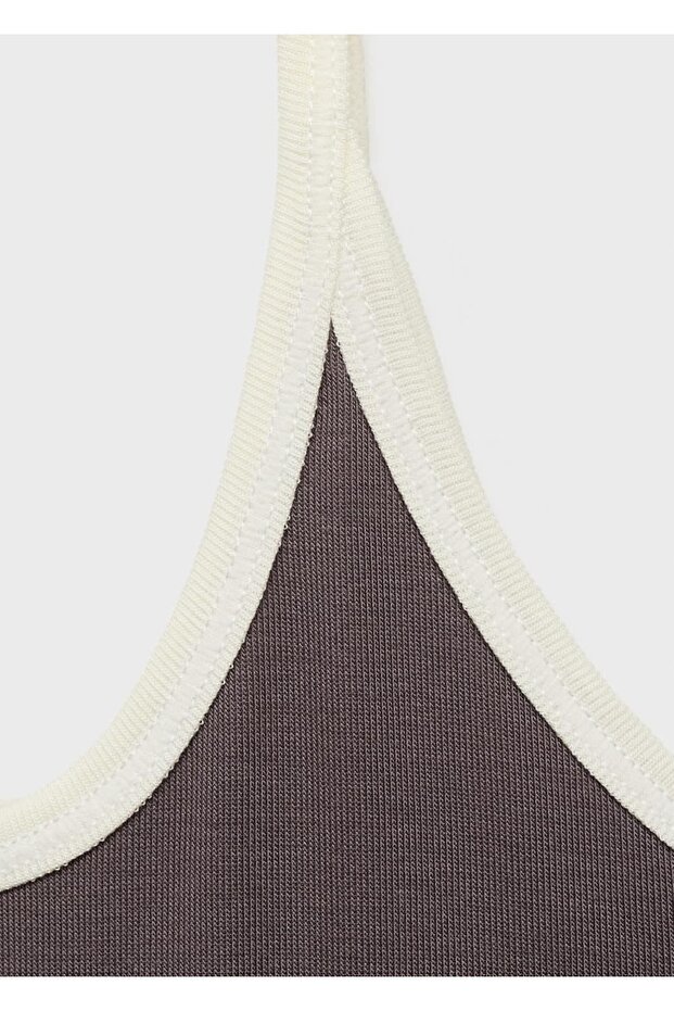 Kontrast süslemeli lyocell bluz - 7