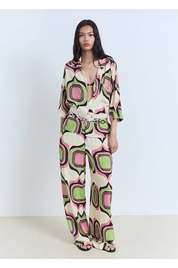 Geometrik desenli bluz - 2