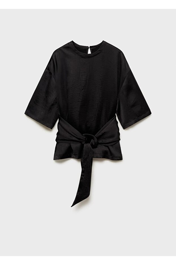 Kemerli Saten Bluz - 3