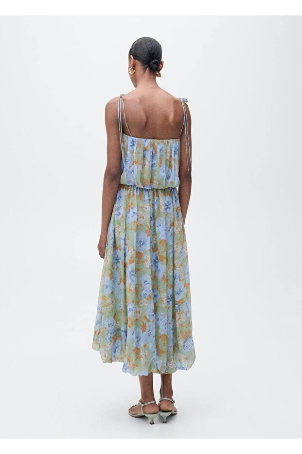 Blumenkleid mit gerafftem Bund - 4