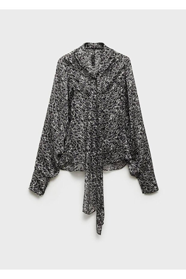 Bluse mit Leopardenmuster und Bindedetail - 3