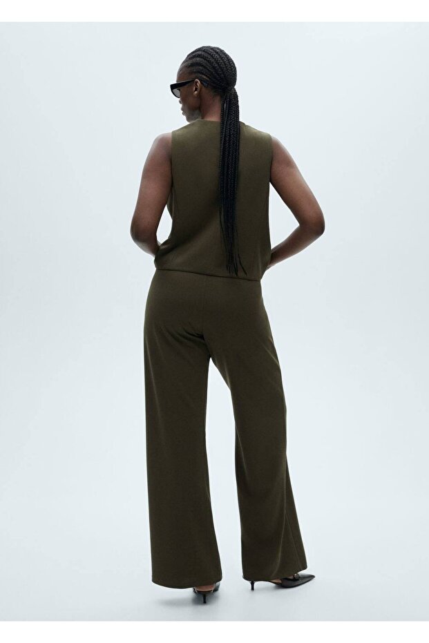 Düz kesim triko pantolon - 7