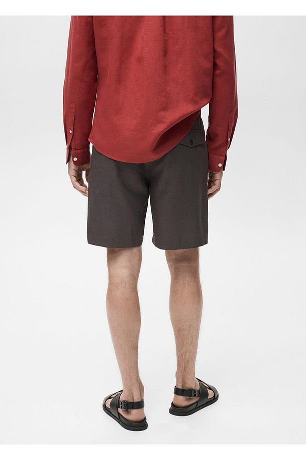 Slim fit akışkan bermuda şort - 4
