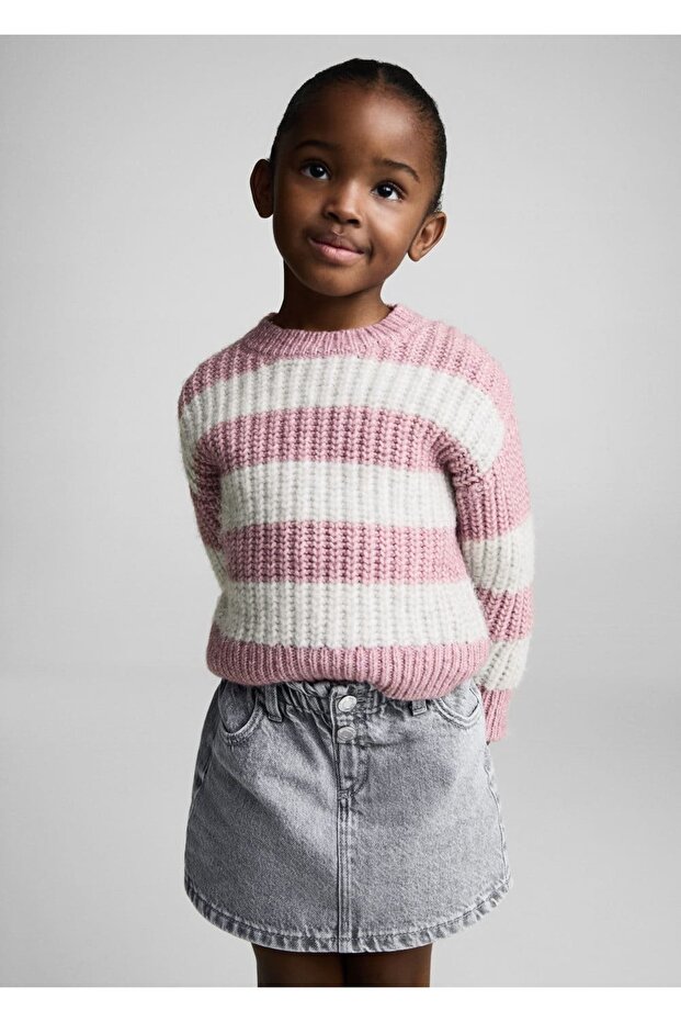 Gestreifter Rippenpullover - 1