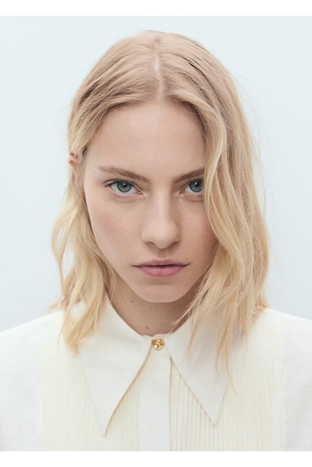 Kontrast panelli akışkan gömlek - 6