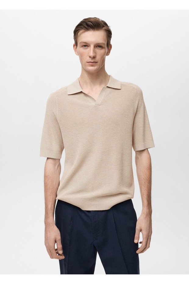 Kalıplı triko polo gömlek - 1