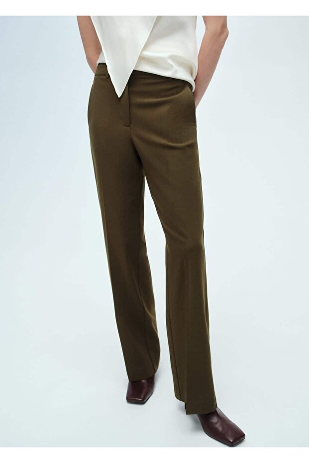 Straight Cut Mid-Rise Pants