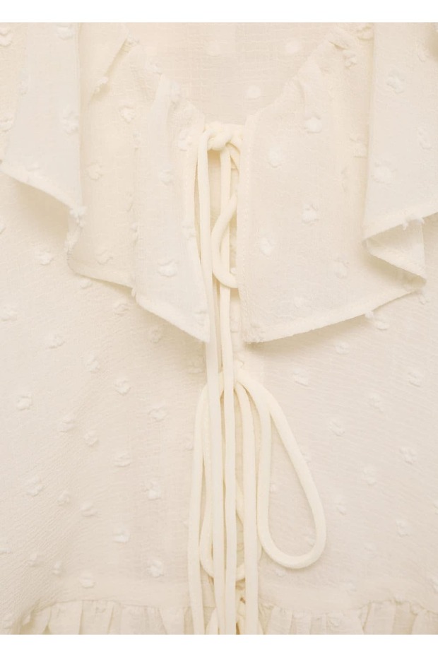 Fırfırlı bağcıklı bluz - 5