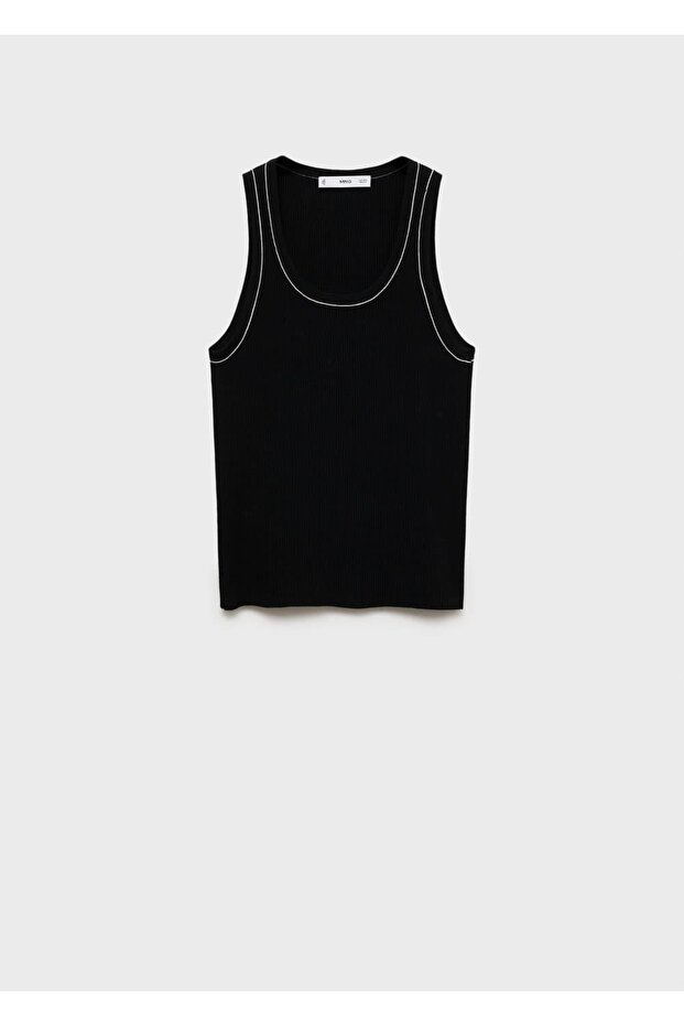 Kontrast süslemeli ribana bluz - 3