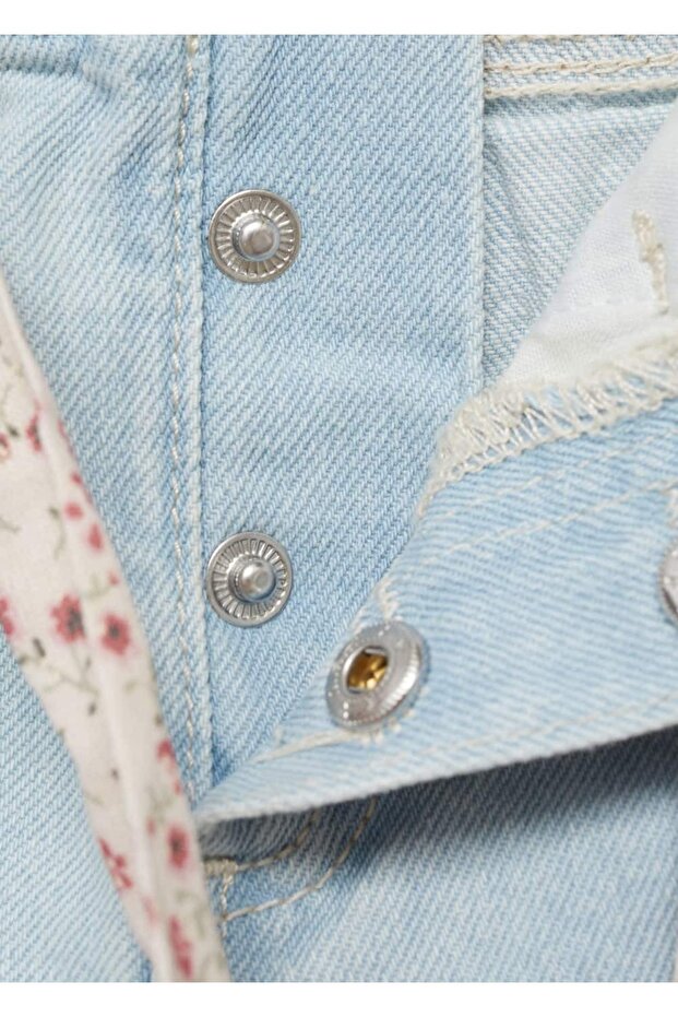 Kemerli denim şort - 6