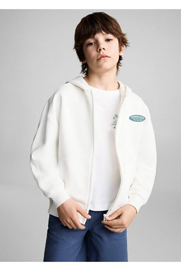 Fermuarlı kapüşonlu sweatshirt - 1