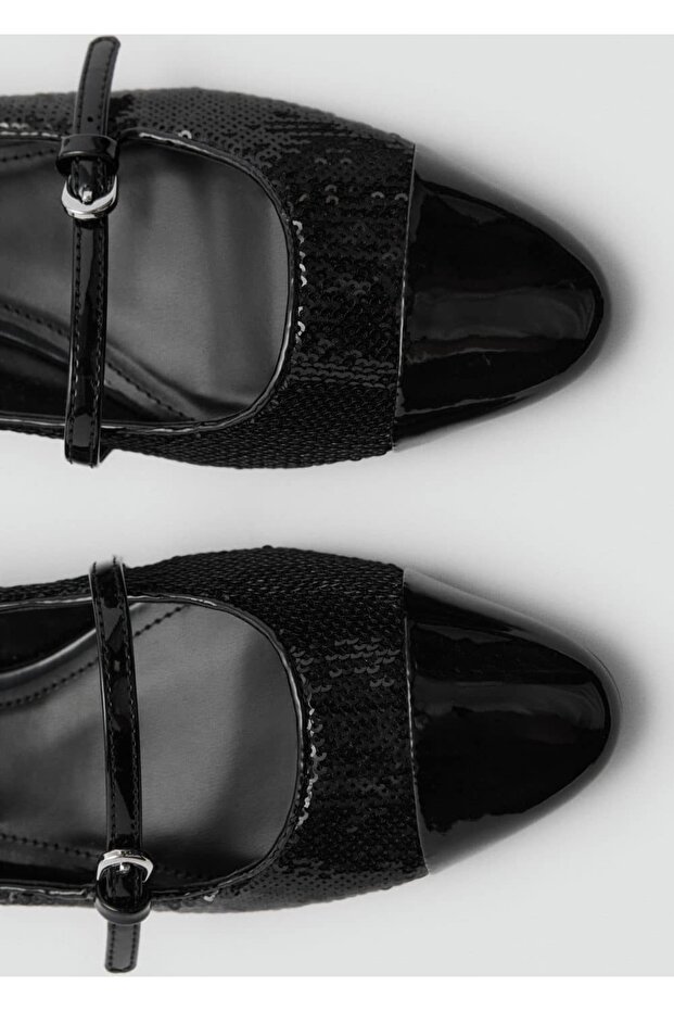 Payetli blok topuklu ayakkabı - 6