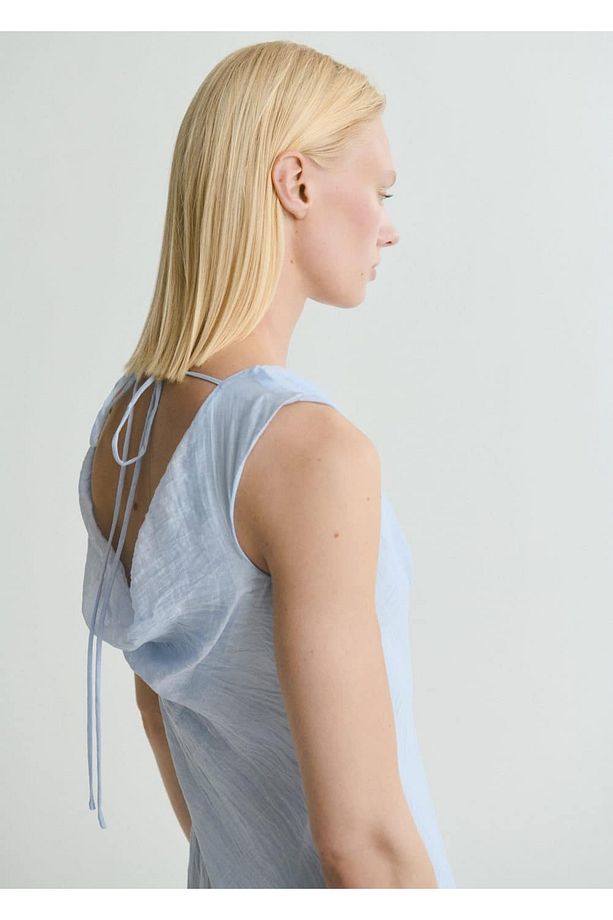 Drape yaka midi elbise - 6