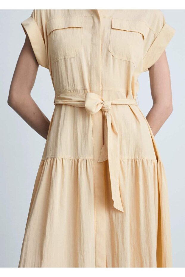 Düğüm detaylı gömlek elbise - 8